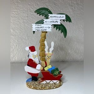 Schmid Emgee 1985 Christmas Ornament Hawaii Santa Palm Tree Sleigh w/Packages 5"